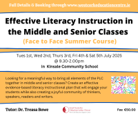 WCSUM2501 Effective Literacy Instruction in the Middle and Senior Classes  (Face to Face) Kinsale
